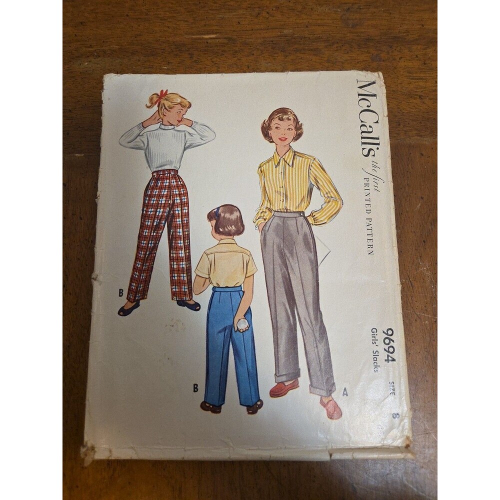 McCall Sewing Pattern 9694 Girls' Slacks Size 8 Cut 1960s Vintage